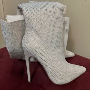 Knee high boots with rhinestones